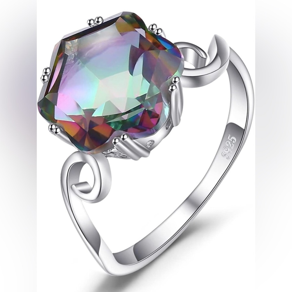 - New Sterling silver rainbow quartz ring